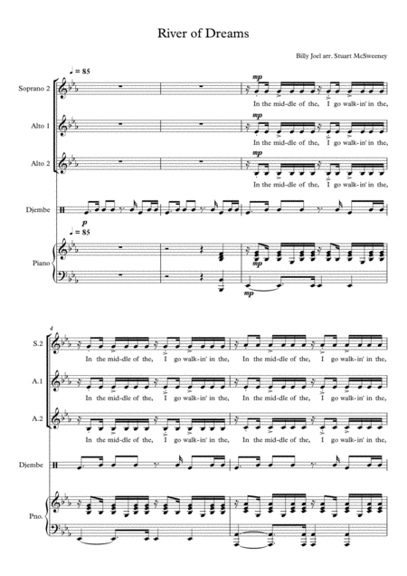 Free Sheet Music The River Of Dreams Ssaa