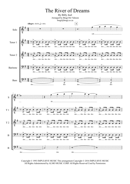 The River Of Dreams Ttbb Sheet Music