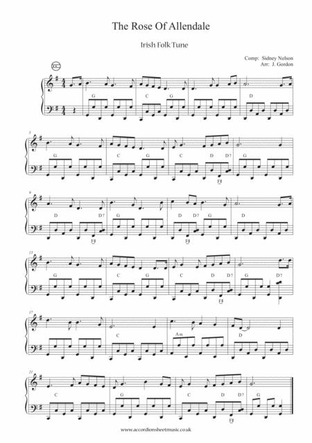 Free Sheet Music The Rose Of Allendale