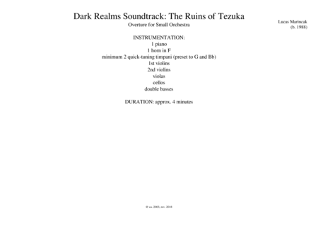 Free Sheet Music The Ruins Of Tezuka Dark Realms Overture For Small Orchestra