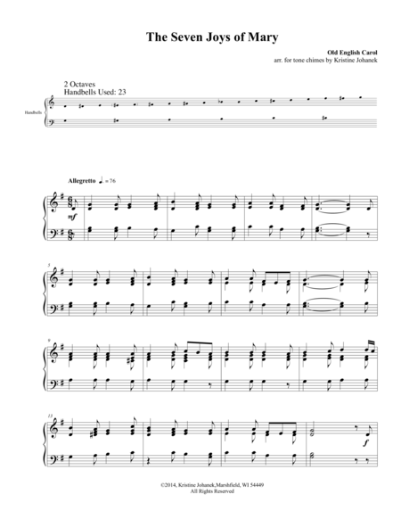 Free Sheet Music The Seven Joys Of Mary 2 Octave Reproducible