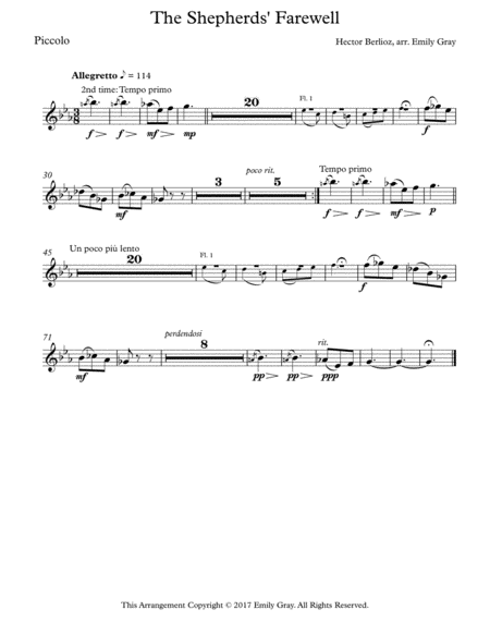 The Shepherds Farewell For Flute Choir Parts Sheet Music