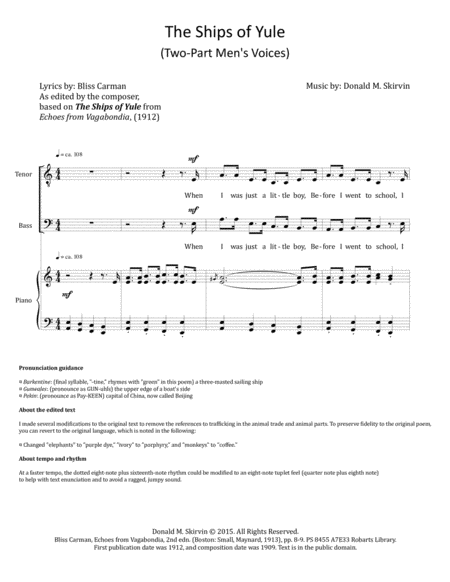 Free Sheet Music The Ships Of Yule Tb