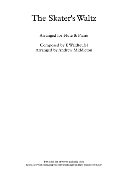 Free Sheet Music The Skaters Waltz Arranged For Flute And Piano