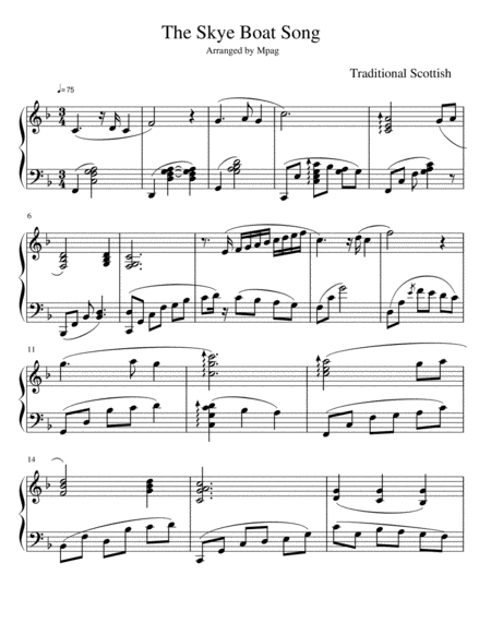 The Skye Boat Song Traditional Scottish Piano Solo Sheet Music