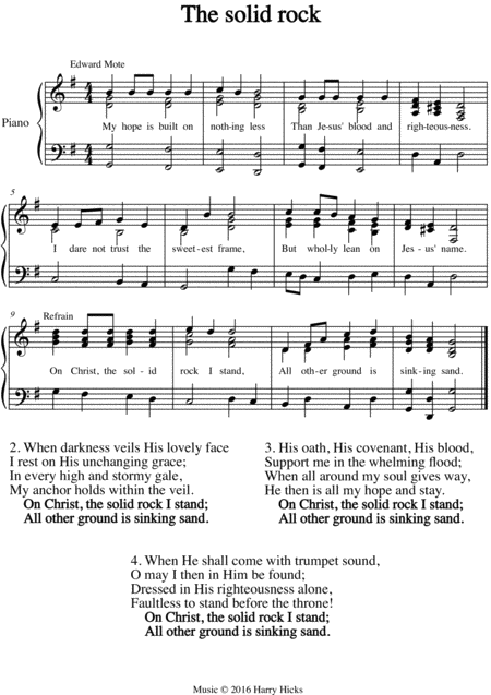 Free Sheet Music The Solid Rock A New Tune To A Wonderful Old Hymn