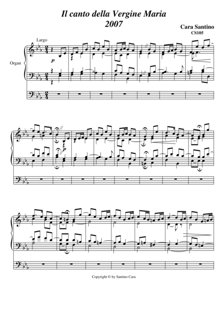 The Song Of The Virgin Mary For Organ Cs105 Sheet Music