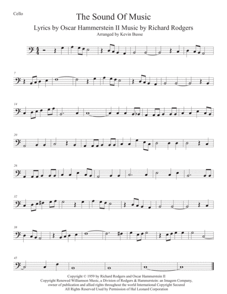 Free Sheet Music The Sound Of Music Easy Key Of C Cello