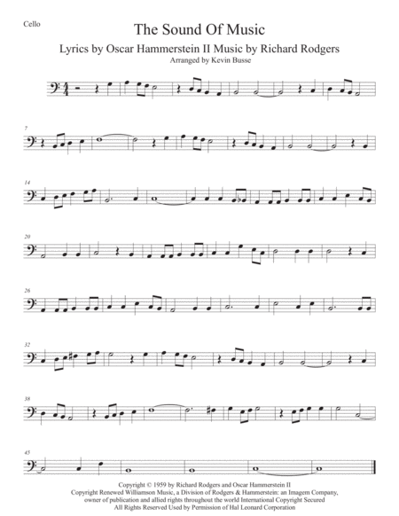 The Sound Of Music Easy Key Of C Cello Sheet Music