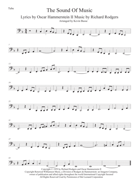 Free Sheet Music The Sound Of Music Original Key Tuba