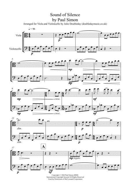 The Sound Of Silence For Viola And Violoncello Duet Sheet Music