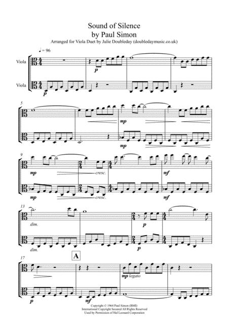 Free Sheet Music The Sound Of Silence For Viola Duet