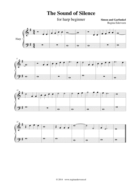 The Sound Of Silence Harp Solo Beginner Sheet Music