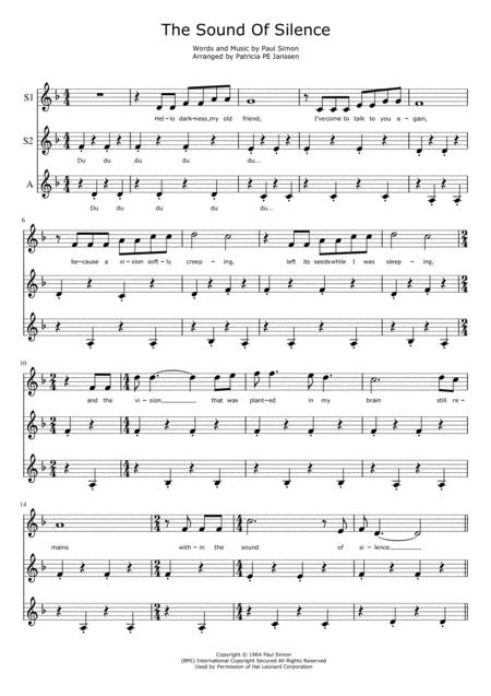 Free Sheet Music The Sound Of Silence Ssa