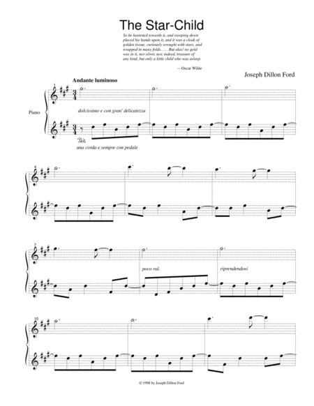 The Star Child From A House Of Pomegranates For Piano Solo Sheet Music