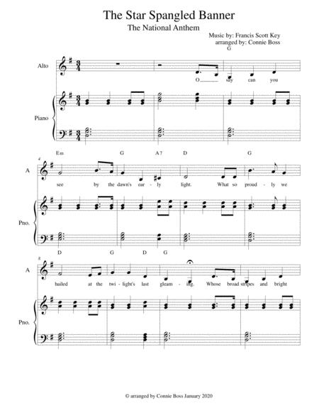 Free Sheet Music The Star Spangled Banner Alto And Piano