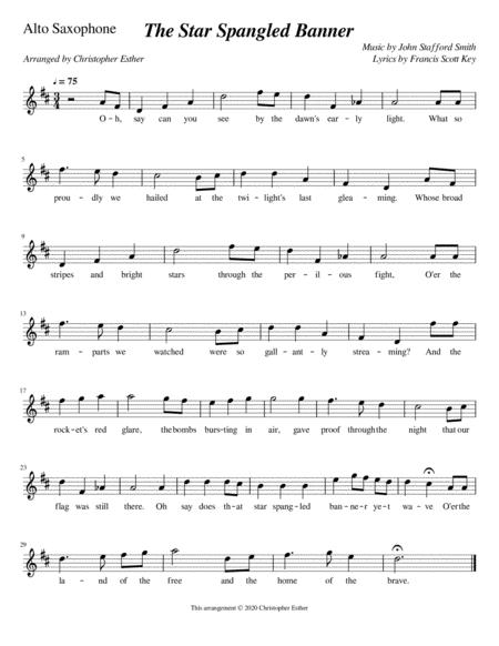 The Star Spangled Banner Alto Saxophone Sheet Music