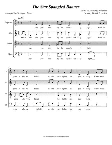 The Star Spangled Banner Satb Choir A Capella Sheet Music