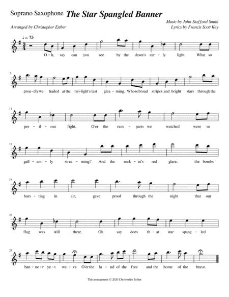 Free Sheet Music The Star Spangled Banner Soprano Saxophone