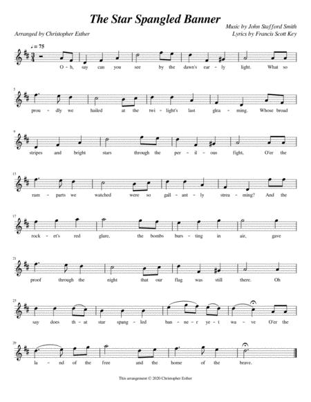 Free Sheet Music The Star Spangled Banner Soprano Voice