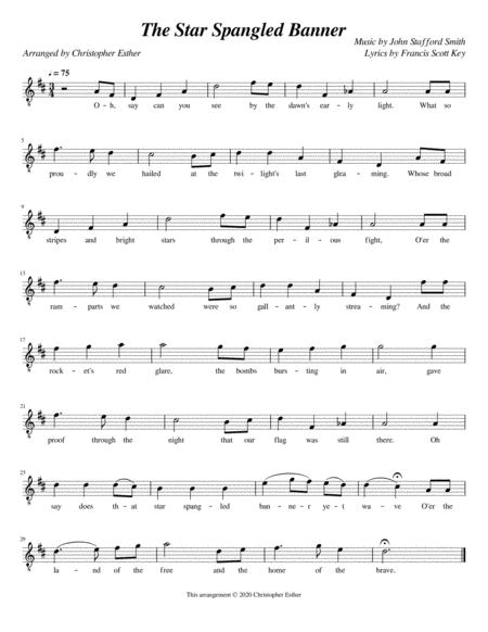 Free Sheet Music The Star Spangled Banner Tenor Voice