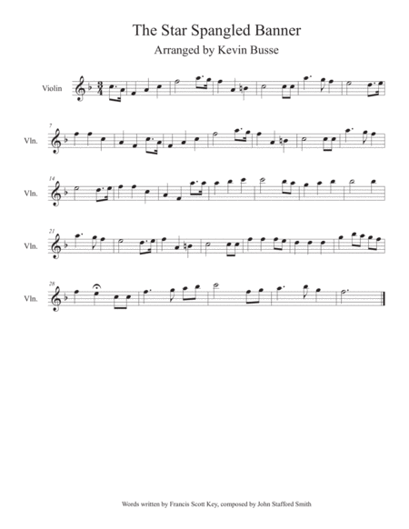 The Star Spangled Banner Violin Sheet Music