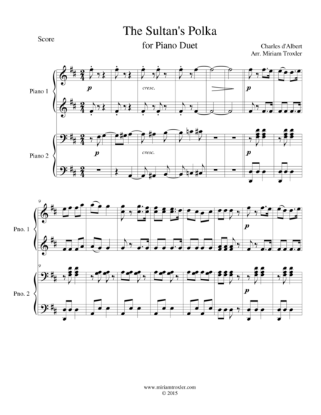 The Sultans Polka For Piano Duet Sheet Music