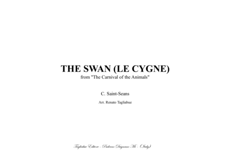 The Swan Le Cygne C Saint Seans Arr For Organ 3 Staff Sheet Music