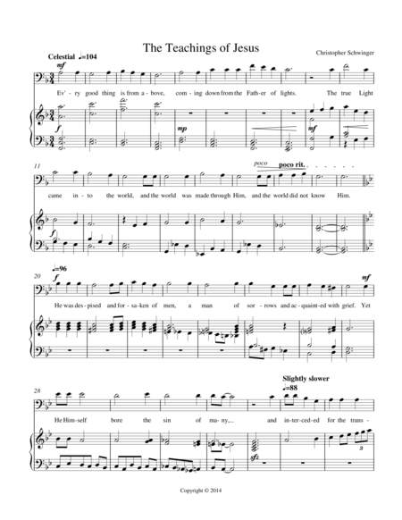 Free Sheet Music The Teachings Of Jesus For Tenor Solo And Piano Orchestral Version Sold Separately