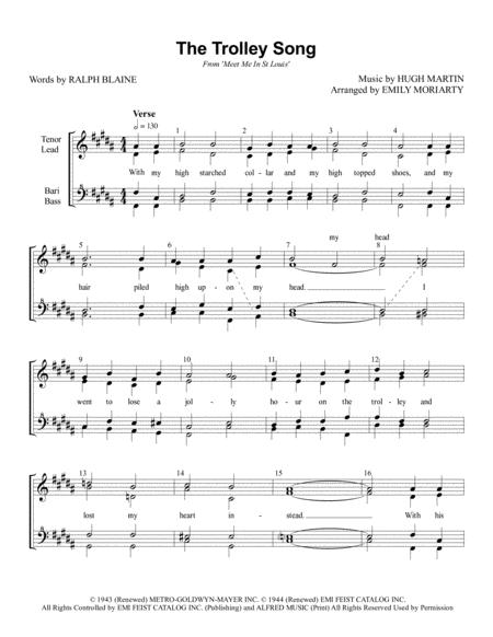 Free Sheet Music The Trolley Song Women Barbershop Chorus