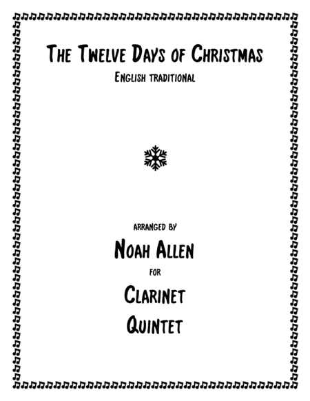 Free Sheet Music The Twelve Days Of Christmas Clarinet Quintet