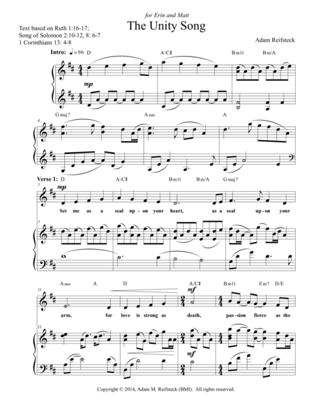 Free Sheet Music The Unity Song