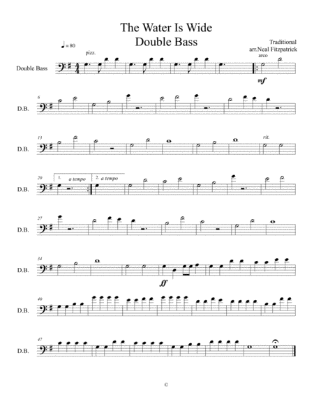 Free Sheet Music The Water Is Wide For String Orchestra Double Bass Arr Neal Fitzpatrick