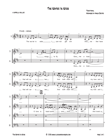 Free Sheet Music The Water Is Wide Satb