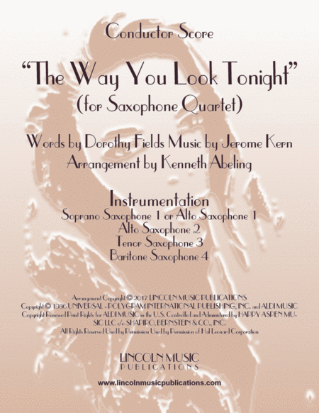 The Way You Look Tonight For Saxophone Quartet Satb Or Aatb Sheet Music