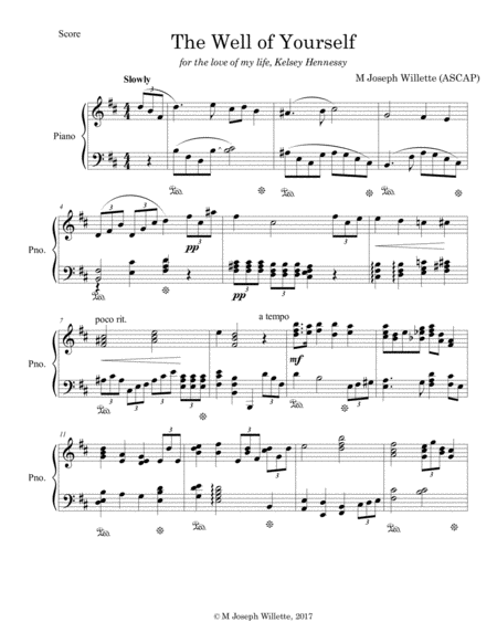 Free Sheet Music The Well Of Yourself Piano Solo