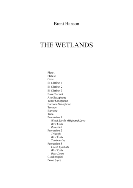 The Wetlands Score And Parts Sheet Music