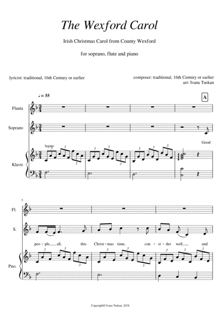 The Wexford Carol For Sopran Flute And Piano Sheet Music