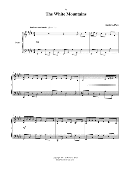 The White Mountains Original Piano Solo Sheet Music