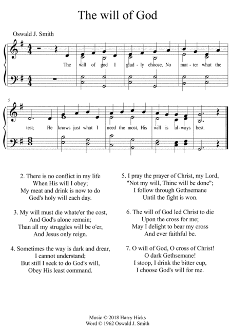 The Will Of God A New Tune Yt A Wonderful Oswald Smith Poem Sheet Music