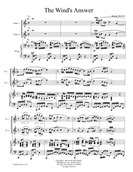 The Winds Answer Trio For Two Flutes Piano Sheet Music