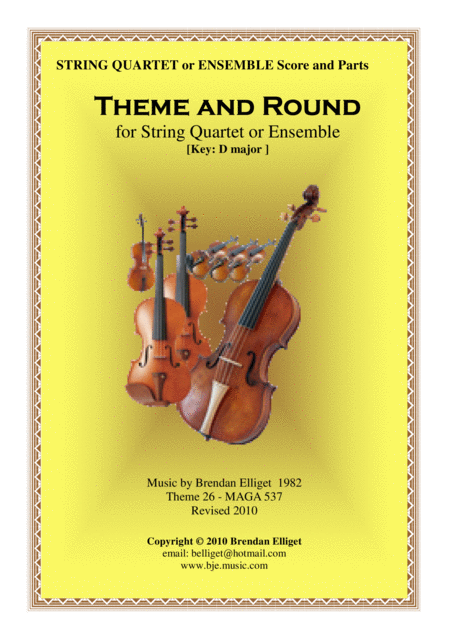 Theme And Round String Quartet Or Ensemble Score And Parts Pdf Sheet Music