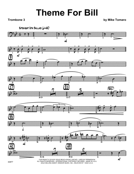 Free Sheet Music Theme For Bill 3rd Trombone