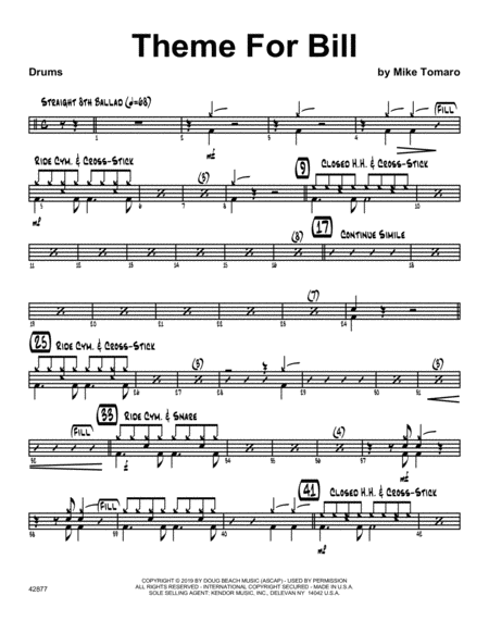 Theme For Bill Drum Set Sheet Music