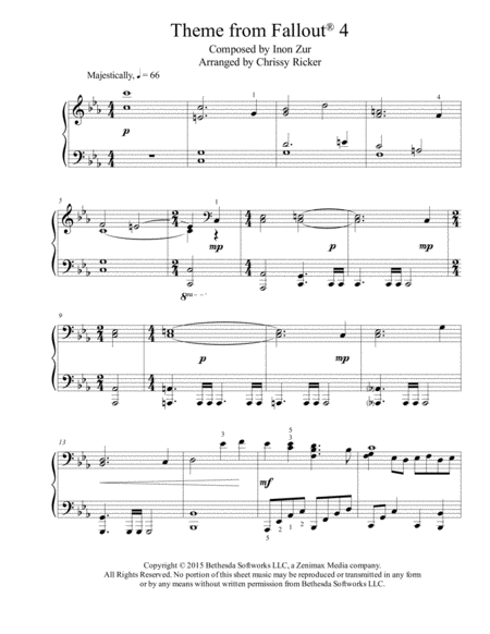 Theme From Fallout R 4 Intermediate Piano Sheet Music