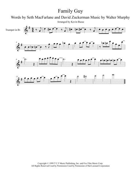 Free Sheet Music Theme From Family Guy Trumpet