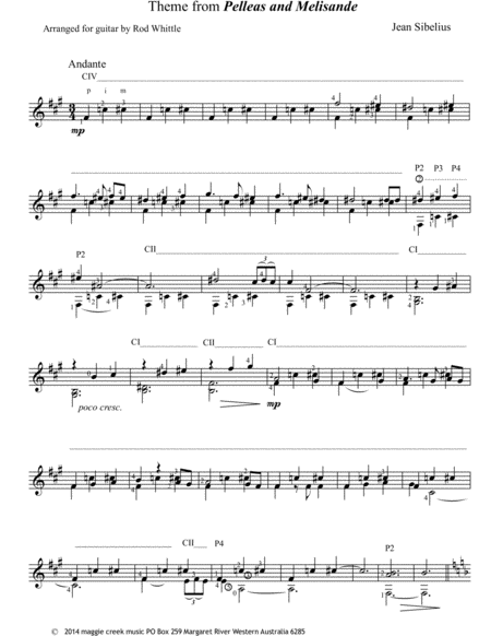 Free Sheet Music Theme From Pelleas And Melisande