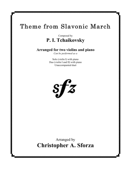 Free Sheet Music Theme From Slavonic March For Two Violins And Piano