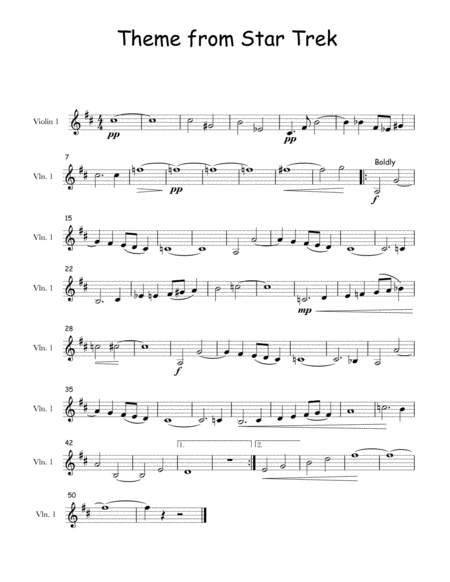 Free Sheet Music Theme From Star Trek For Multi Level Strings