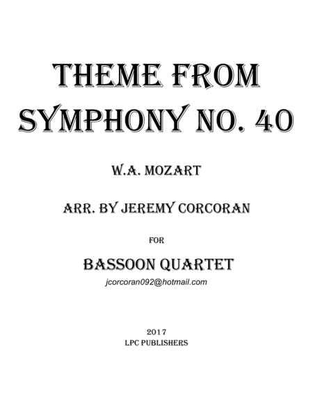 Theme From Symphony No 40 For Bassoon Quartet Sheet Music